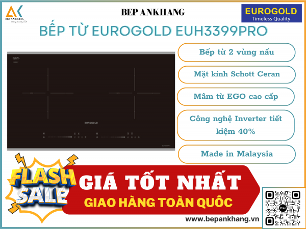 Bếp từ 2 vùng nấu Eurogold EUH3399PRO - Made in Malaysia